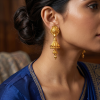 Darshana Jewels Elegant Gold Plated Floral Double Jhumka Drop Earrings(Pack Of  6)