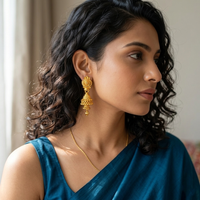 Darshana Jewels Elegant Gold Plated Floral Jhumka Drop Earrings(Pack Of  6)