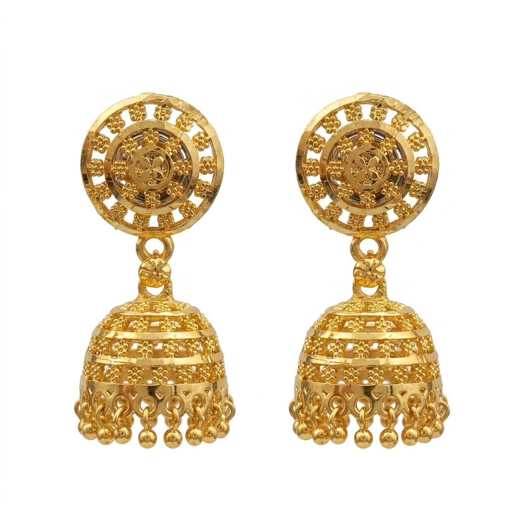 Darshana Jewels Elegant Gold Plated Floral Jhumka Drop Earrings(Pack Of  6)