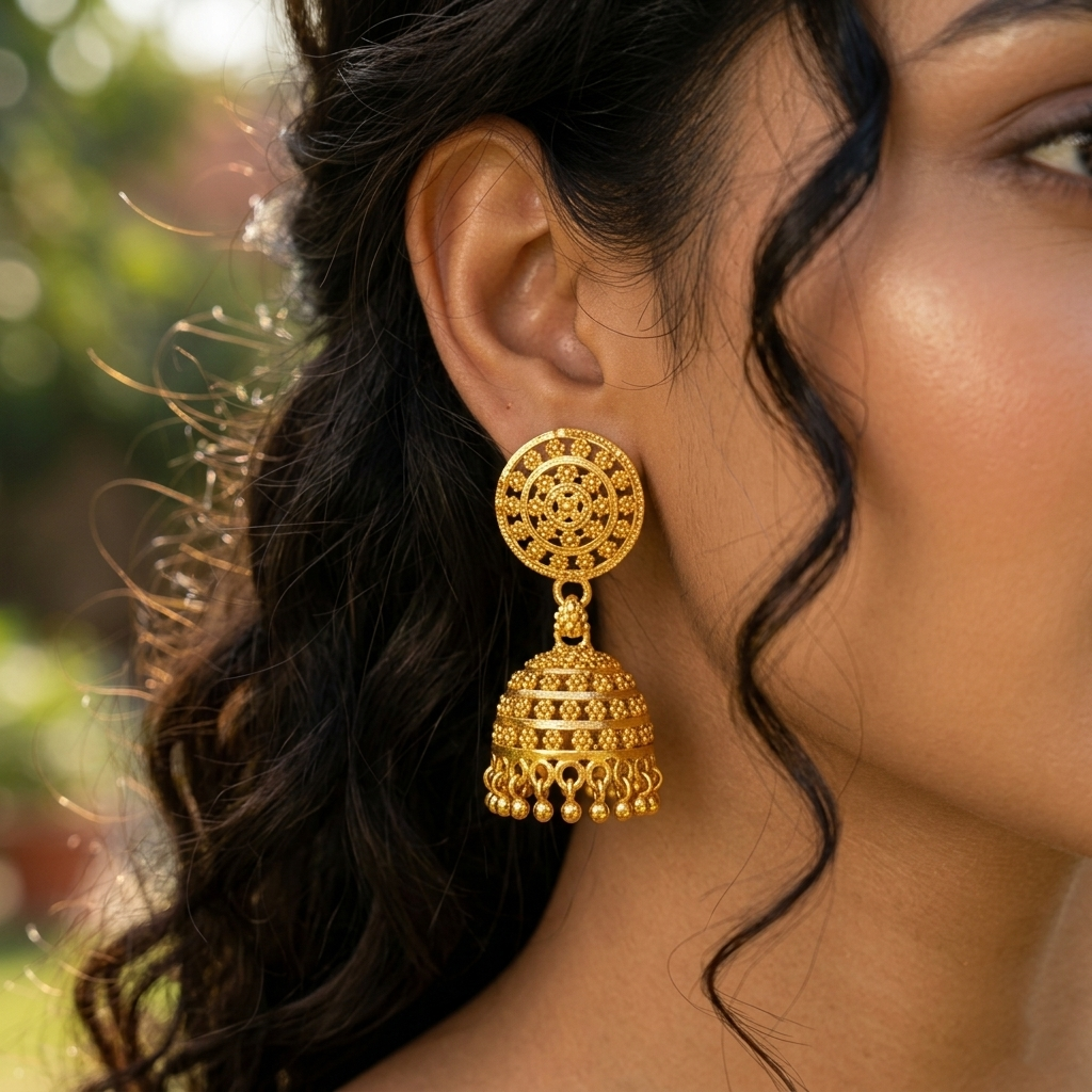 Darshana Jewels Elegant Gold Plated Floral Jhumka Drop Earrings(Pack Of  6)