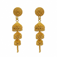 Darshana Jewels Elegant Gold Plated Floral Three Layer Jhumka Drop Earrings(Pack Of  6)