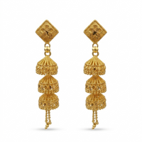 Darshana Jewels Elegant Gold Plated Floral Three Layer Jhumka Drop Earrings(Pack Of  3)