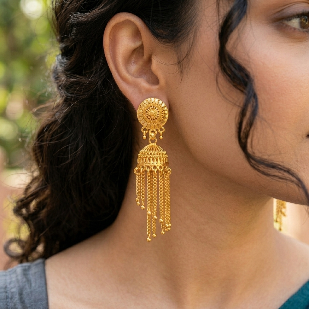 Darshana Jewels Elegant Gold Plated Floral Jhumka Drop Earrings(Pack Of  6)