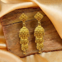 Darshana Jewels Elegant Gold Plated Floral Three Layer Jhumka Drop Earrings(Pack Of 3)