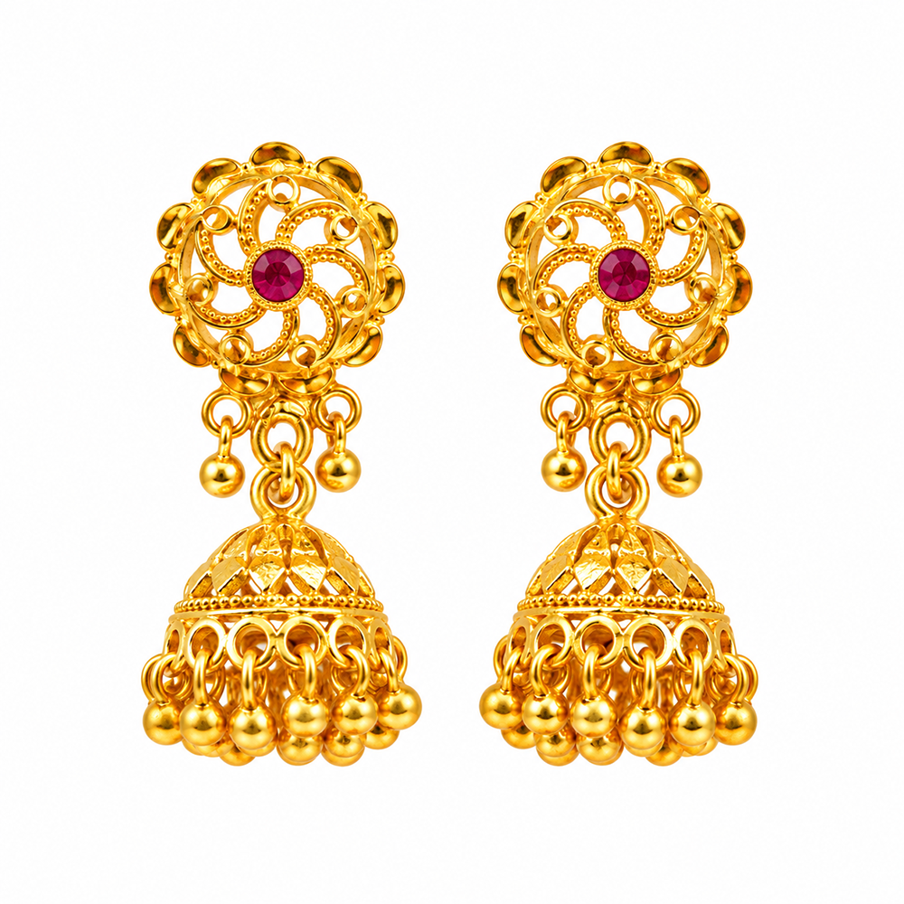 Urthn Stylish Gold Plated Jhumka Earrings | Traditional Fashion Jewellery for Festive & Party Wear( Pack of 6)