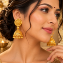 Urthn Beautiful Gold Plated Jhumka Earrings for Women | Designer Ethnic Jewellery for Festive Looks( Pack of 6)