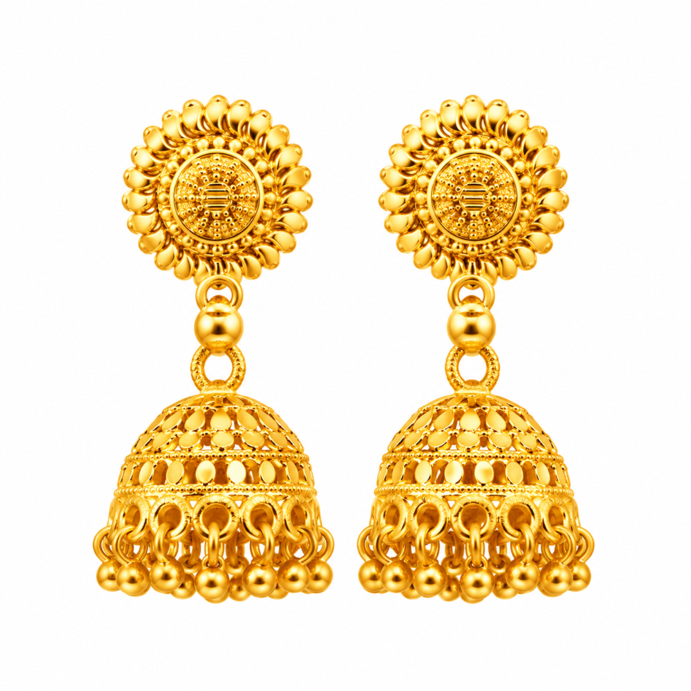 Urthn Beautiful Gold Plated Jhumka Earrings for Women | Designer Ethnic Jewellery for Festive Looks( Pack of 6)