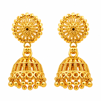Urthn Beautiful Gold Plated Jhumka Earrings for Women | Designer Ethnic Jewellery for Festive Looks( Pack of 6)