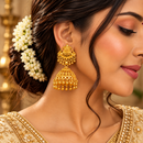 Urthn Timeless Gold Plated Jhumki Earrings | Elegant Traditional Jewellery for Weddings & Festive Occasions( Pack of 6)