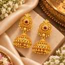 Urthn Timeless Gold Plated Jhumki Earrings | Elegant Traditional Jewellery for Weddings & Festive Occasions