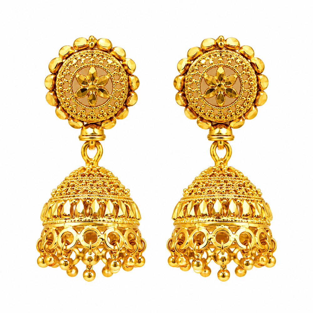 Urthn Timeless Gold Plated Jhumki Earrings | Elegant Traditional Jewellery for Weddings & Festive Occasions( Pack of 6)