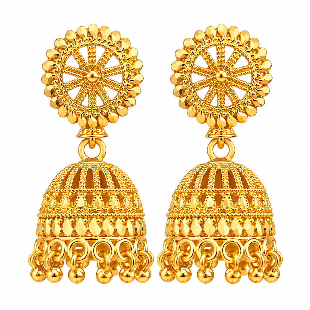 Urthn Timeless Gold Plated Jhumki Earrings | Elegant Traditional Jewellery for Weddings & Festive Occasions( Pack of 6)