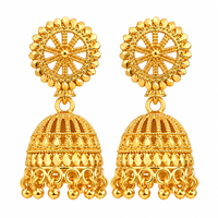 Urthn Timeless Gold Plated Jhumki Earrings | Elegant Traditional Jewellery for Weddings & Festive Occasions( Pack of 6)