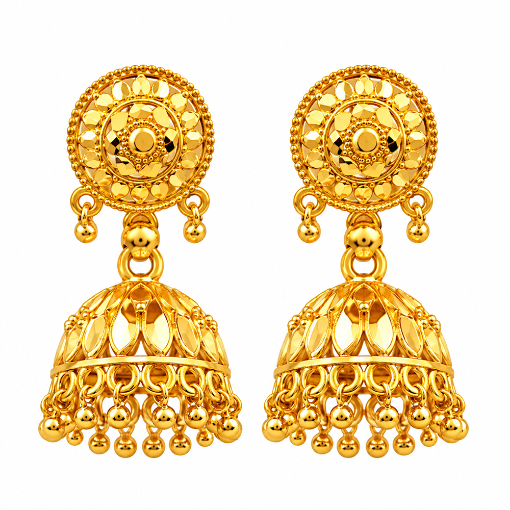 Urthn Timeless Gold Plated Jhumki Earrings | Elegant Traditional Jewellery for Weddings & Festive Occasions( Pack of 6)