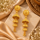 Urthn Timeless Gold Plated Multi Layer Jhumka Earrings | Elegant Traditional Jewellery for Weddings & Festive Occasions
