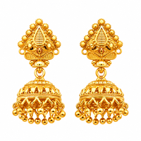 Urthn Traditional Gold Plated Jhumki Earrings with Leaf Shape Stud for Women & Girls( Pack of 6)