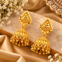 Urthn Traditional Gold Plated Jhumki Earrings with Leaf Shape Stud for Women & Girls