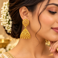 Urthn Traditional Gold Plated Jhumki Earrings | Designer Indian Earrings for Women & Girls( Pack of 6)