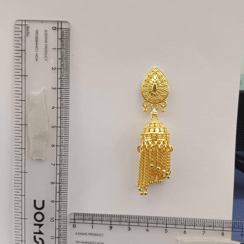 Urthn Traditional Gold Plated Jhumki Earrings with Long chain Tassels( Pack of 6)