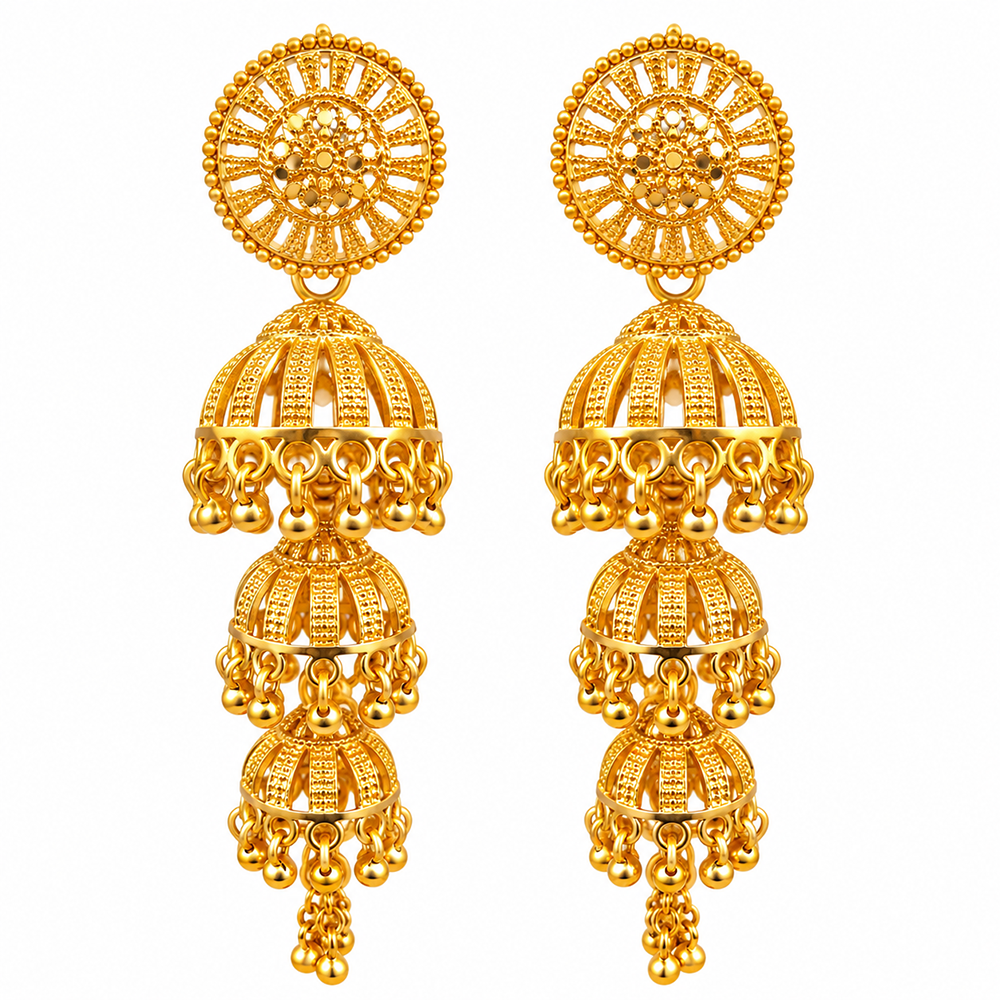 Urthn Heritage Inspired Gold Plated Multi Layered Jhumki Earrings | Traditional Designer Jewellery for Women( Pack of 6)