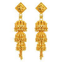 Urthn Heritage Inspired Gold Plated Multi Layered Jhumki Earrings | Traditional Designer Jewellery for Women( Pack of 6)
