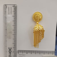 Urthn Heritage Inspired Gold Plated Jhumka Earrings with Long chain Tassels( Pack of 6)