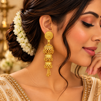 Urthn Heritage Inspired Gold Plated Multi Layered Jhumki Earrings | Traditional Designer Jewellery for Women( Pack of 6)