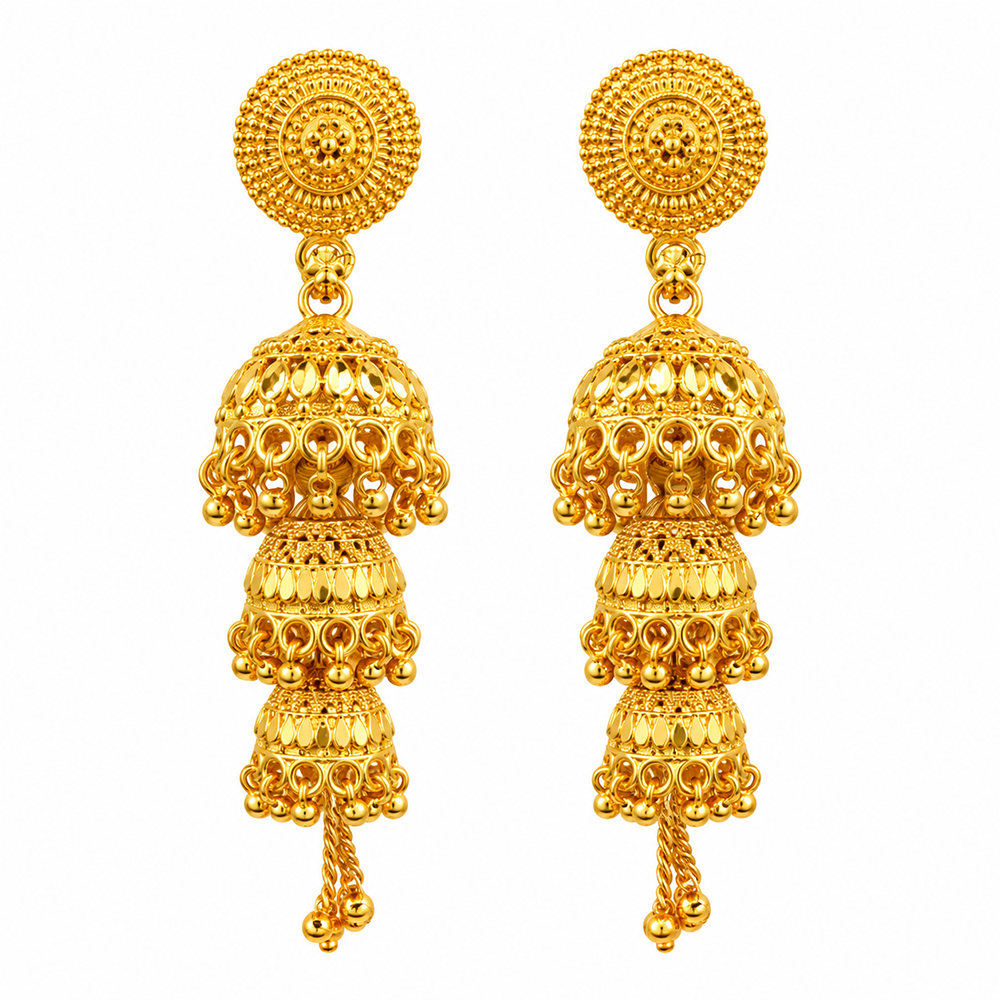 Urthn Heritage Inspired Gold Plated Multi Layered Jhumki Earrings | Traditional Designer Jewellery for Women( Pack of 6)