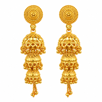 Urthn Heritage Inspired Gold Plated Multi Layered Jhumki Earrings | Traditional Designer Jewellery for Women( Pack of 6)