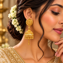 Urthn Stylish Gold Plated Jhumka Earrings | Traditional Fashion Jewellery for Festive & Party Wear( Pack of 6)