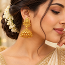 Urthn Stylish Gold Plated Jhumka Earrings | Traditional Fashion Jewellery for Festive & Party Wear( Pack of 6)