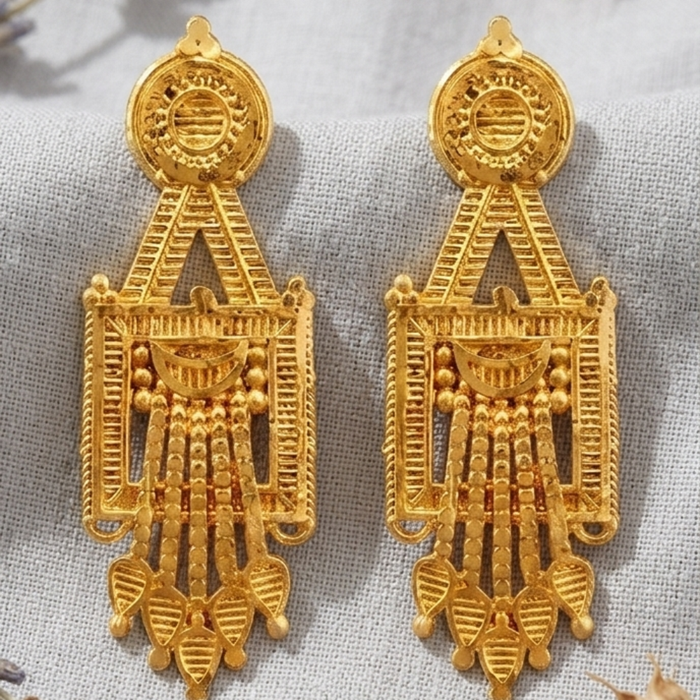 Darshana Jewels Gold Plated Traditional Small Dangler Earrings(Pack Of 6)