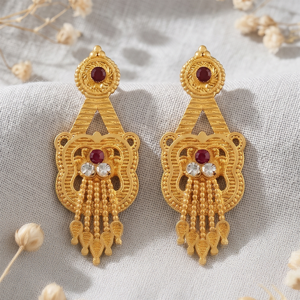 Darshana Jewels Gold Plated Traditional Small Dangler Earrings