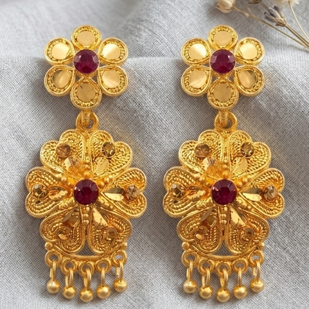 Darshana Jewels Gold Plated Traditional Small Dangler Earrings(Pack Of 6)