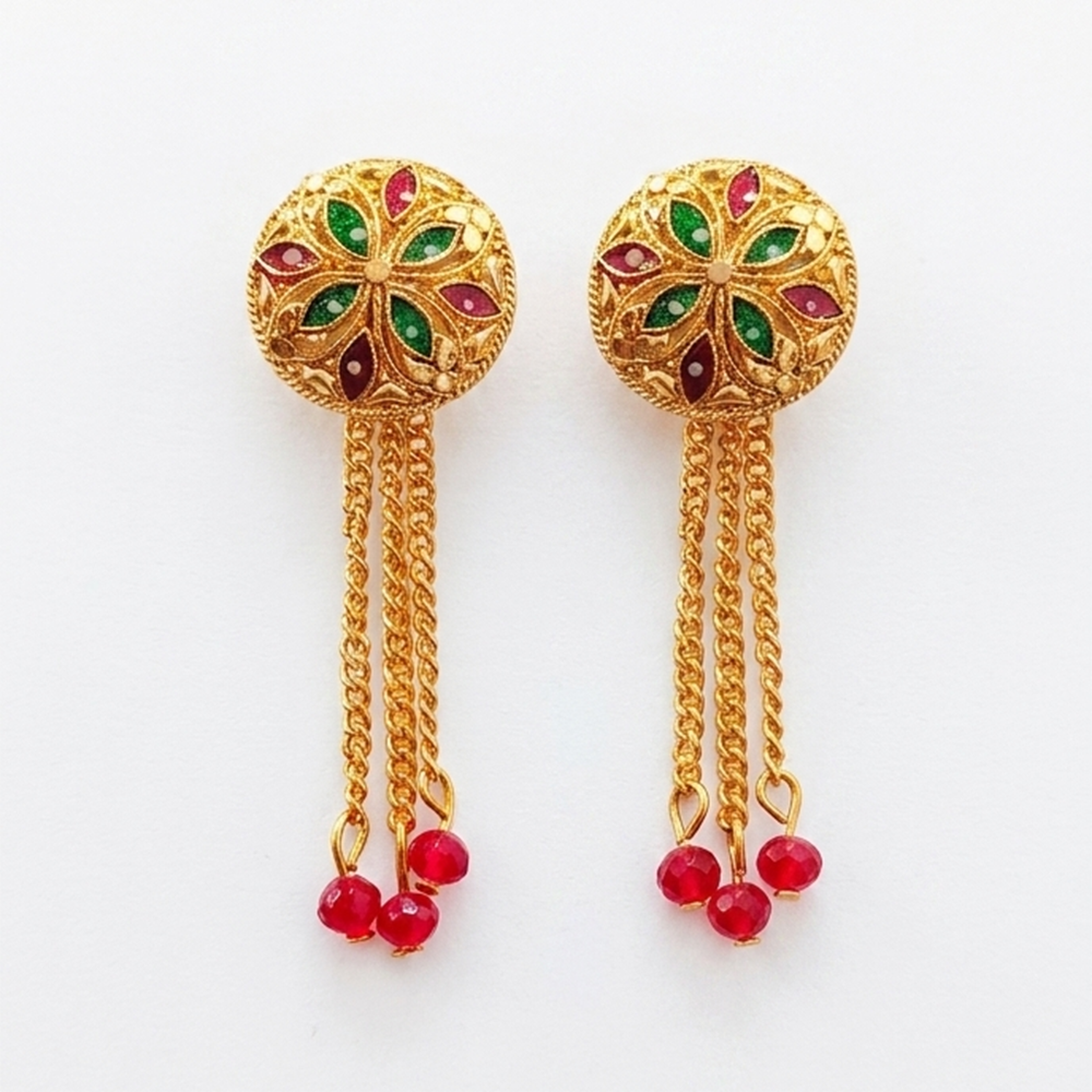 Darshana Jewels Gold Plated Traditional Dangler Tassel Earrings (Pack of 6)