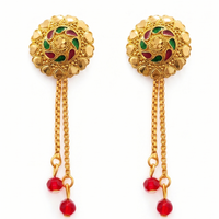 Darshana Jewels Gold Plated Traditional Dangler Tassel Earrings (Pack of 6)