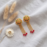 Darshana Jewels Gold Plated Traditional Dangler Tassel Earrings