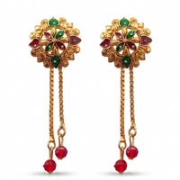 Darshana Jewels Gold Plated Traditional Dangler Tassel Earrings(Pack Of 6)