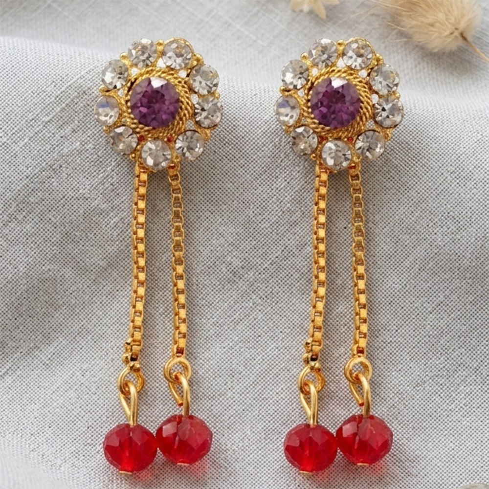Darshana Jewels Gold Plated Traditional Dangler Tassel Earrings (Pack of 6)