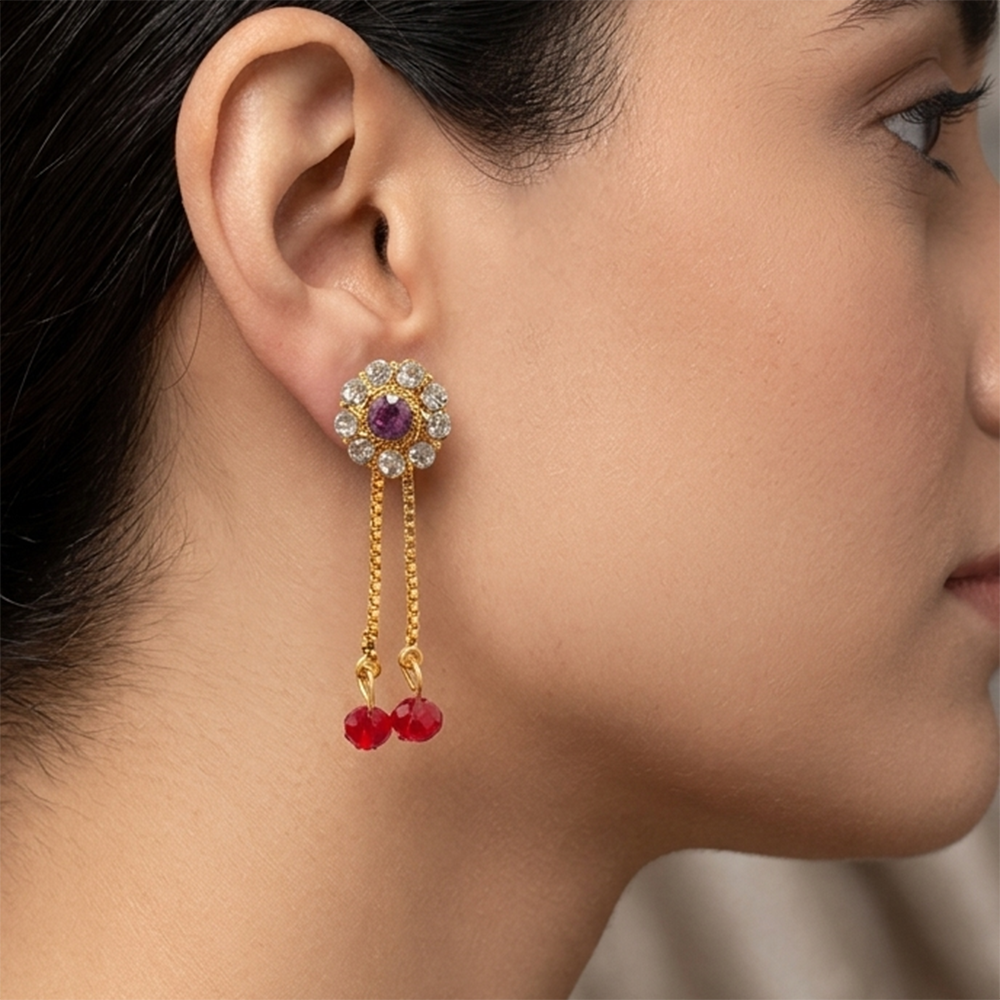 Darshana Jewels Gold Plated Traditional Dangler Tassel Earrings (Pack of 6)