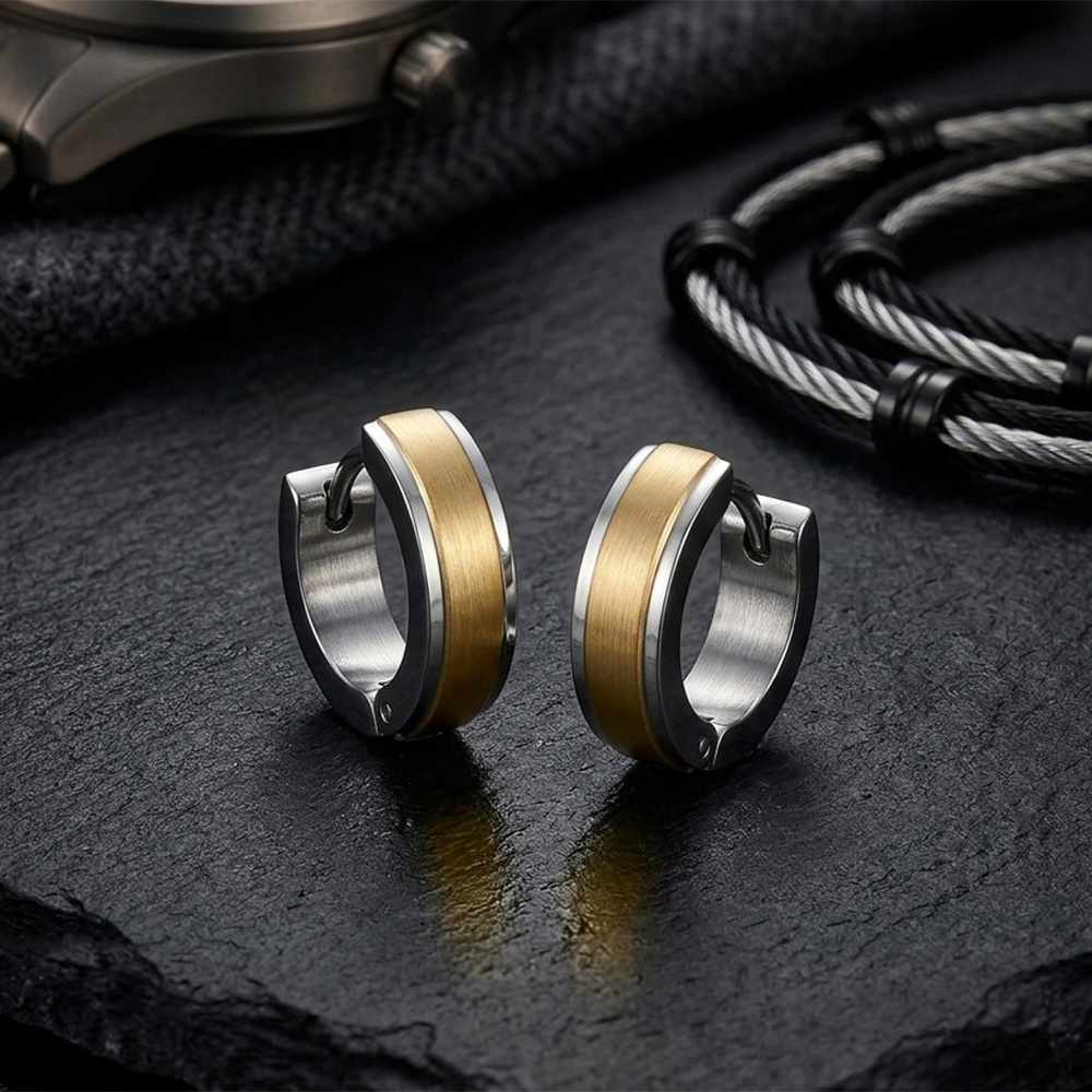 Urthn 2 Tone Plated Stud Mens Bali 