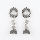 Urthn Oxidised Silver Plated Traditional Jhumki Earrings for Women(Pack Of 6)