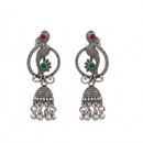 Urthn Oxidised Silver Plated Traditional Fish Motif  Jhumki Earrings for Women(Pack Of 6)