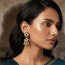 Urthn Antique Gold Plated Pearl Jhumki Earrings for Women