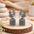 Urthn Oxidised Silver Plated Traditional Jhumki Earrings for Women