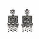 Urthn Oxidised Silver Plated Traditional Jhumki Earrings for Women(Pack Of 6)