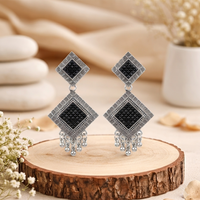 Urthn Oxidised Silver Plated Traditional Jhumki Earrings for Women