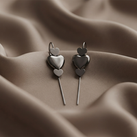 Urthn Black Plated Heart Shape Ear cuff(Pack of 6)