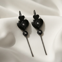 Urthn Black Plated Heart Shape Ear cuff(Pack of 6)