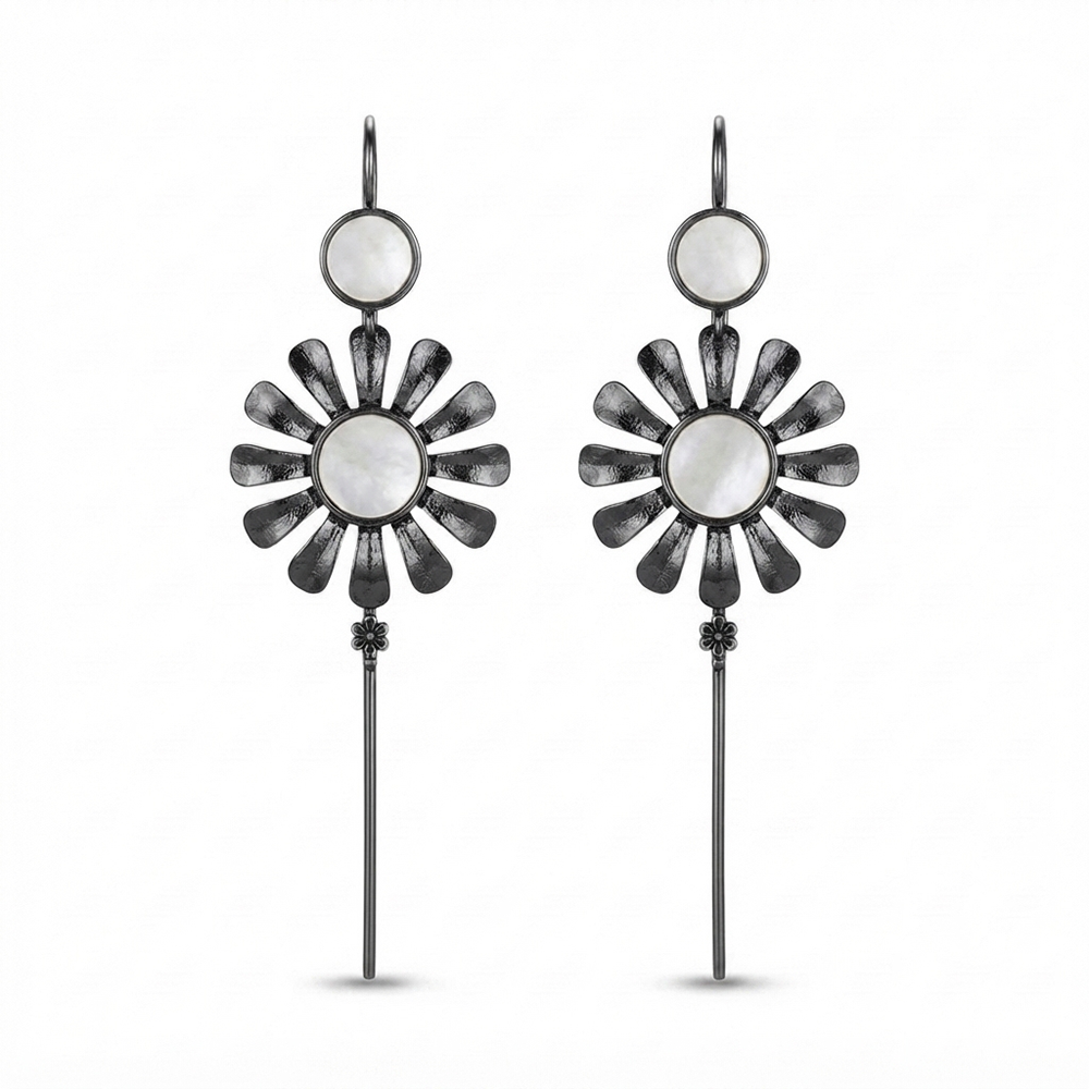 Urthn Black Plated Floral Ear cuff(Pack of 6)
